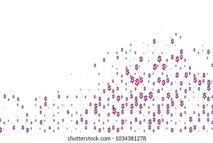 Dark Purple vector background with signs of dollars. Shining colored illustration with dollar signs, USD. The pattern can be used for ad, booklets, leaflets of banks