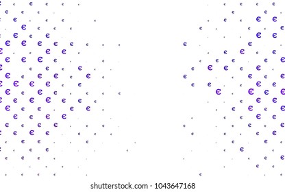 Dark Purple vector background with signs of Euro. Blurred design in simple style with symbols of Euro. The pattern can be used for financial, investment websites.