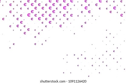 Dark Purple vector background with signs of Euro. Shining illustration with signs of Euro on abstract template. The pattern can be used as ads, poster, banner for payments.