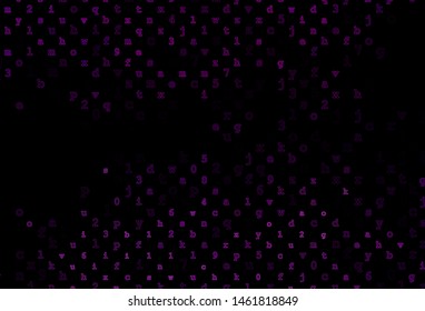 Dark Purple vector background with signs of alphabet. Blurred design in simple style with signs of alphabet. Best design for your ad, poster, banner of college.