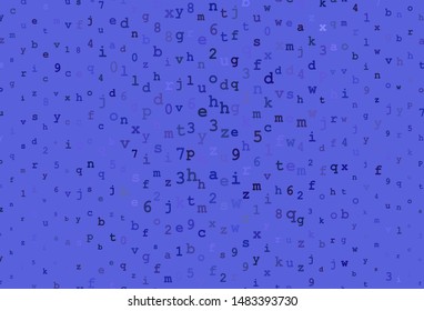 Dark Purple vector background with signs of alphabet. Blurred design in simple style with signs of alphabet. Pattern for ads, poster, banner of books.