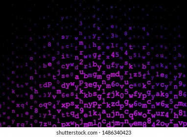 Dark Purple vector background with signs of alphabet. Modern geometrical illustration with ABC english symbols. Template for lettering, typography.