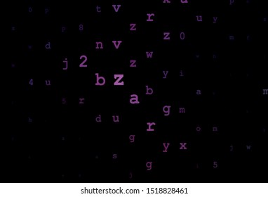 Dark Purple vector background with signs of alphabet. Abstract illustration with colored latin alphabet. Best design for a college poster, banner.