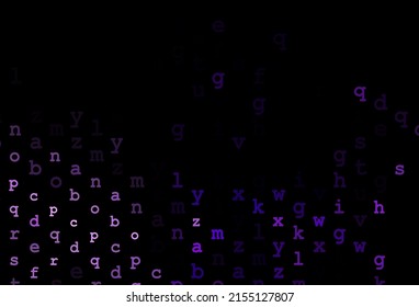 Fondo vector púrpura oscuro con signos de alfabeto. Ilustración geométrica moderna con símbolos ABC en inglés. El patrón se puede usar en sitios web escolares y gramaticales.