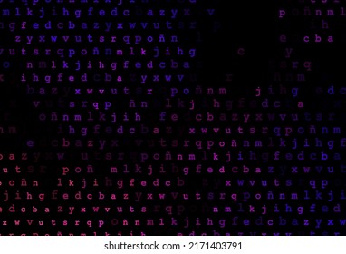 Dark purple vector background with signs of alphabet. Abstract illustration with colored latin alphabet. The pattern can be used for school, grammar websites.