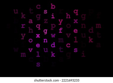 Dark purple vector background with signs of alphabet. Blurred design in simple style with signs of alphabet. Smart design for your business advert of university.