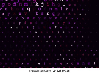 Dark purple vector background with signs of alphabet. Abstract illustration with colored latin alphabet. The pattern can be used as ads, poster, banner for books.