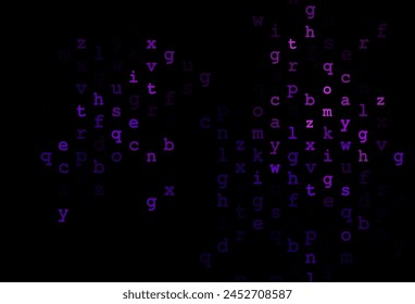 Dark purple vector background with signs of alphabet. Modern geometrical illustration with ABC english symbols. Best design for your ad, poster, banner of college.