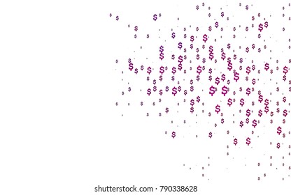 Dark Purple vector background with signs of dollars. Abstract illustration with colored financial, cash symbols. Template can be used as a background for ads of markets, loans.