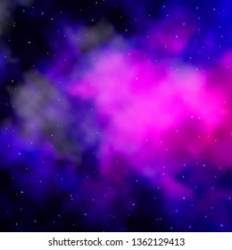 Dark Purple vector background with small and big stars. Colorful illustration in abstract style with gradient stars. Pattern for new year ad, booklets.