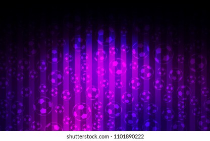 Dark Purple vector background with soccer balls. Colored illustration with balls on a gradiental backdrop. Pattern for ads of football championship 2018.
