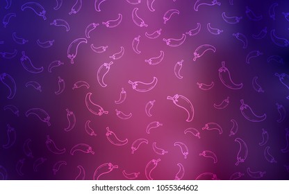Dark Purple vector background with spicy peppers. Blurred decorative design of peppers in doodle style. Pattern for ad, booklets, leaflets of restaurants.