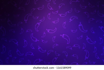 Dark Purple vector background with spicy peppers. Decorative shining illustration with peppers on abstract template. Design for ad, poster, banner of cafes or restaurants.