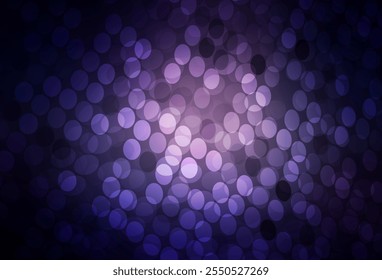 Fundo de vetor roxo escuro com pontos. Bela ilustração colorida com círculos borrados no estilo da natureza. Design para seu anúncio de negócios.