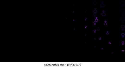 Dark Purple vector background with woman symbols. Colorful feminism symbols with a gradient in modern style. Best design to show the power of women.