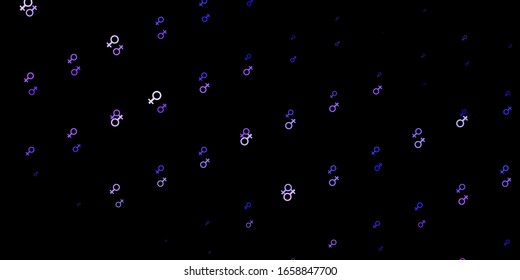 Dark Purple vector background with woman symbols. Colorful illustration with gradient feminism shapes. Best design to show the power of women.
