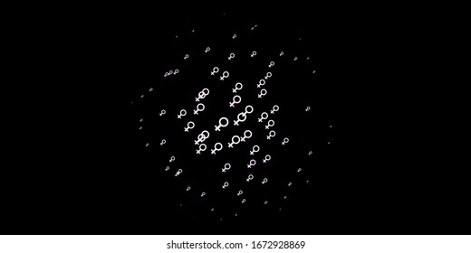 Dark Purple vector background with woman symbols. Simple design in abstract style with women’s rights activism. Elegant design for wallpapers.