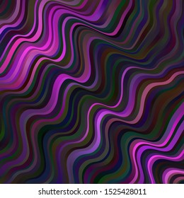 Dark Purple vector background with wry lines. Abstract illustration with gradient bows. Best design for your posters, banners.