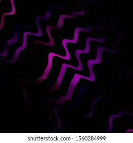Dark Purple vector background with wry lines. Abstract illustration with bandy gradient lines. Design for your business promotion.