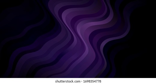 Fondo vector púrpura oscuro con líneas raras. Ilustración degradada en estilo simple con arcos. Patrón para sitios web, páginas de inicio.