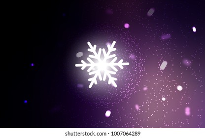 Dark Purple vector background with xmas snowflakes. Blurred decorative design in xmas style with snow. New year design for your ad, poster, banner.