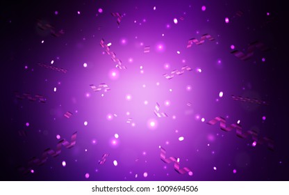Dark Purple vector background with xmas confetti. Modern geometrical abstract illustration with carnival ribbons. The pattern can be used for birthday gifts, congratulations.