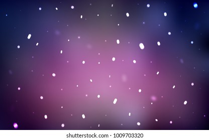 Dark Purple vector background with xmas snowflakes. Decorative shining illustration with snow on abstract template. The pattern can be used for new year leaflets.