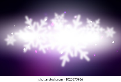 Dark Purple vector background with xmas snowflakes. Decorative shining illustration with snow on abstract template. The template can be used as a new year background.