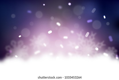 Dark Purple vector background with xmas snowflakes. Blurred decorative design in xmas style with snow. New year design for your ad, poster, banner.