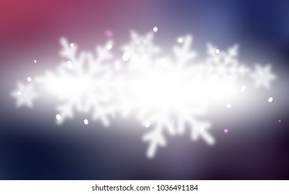 Dark Purple vector background with xmas snowflakes. Decorative shining illustration with snow on abstract template. New year design for your ad, poster, banner.