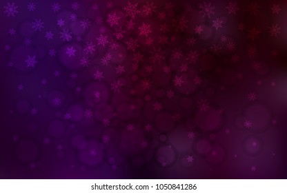 Dark Purple vector background with xmas snowflakes. Modern geometrical abstract illustration with crystals of ice. The pattern can be used for new year ad, booklets.