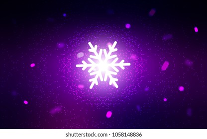 Dark Purple vector background with xmas snowflakes. Blurred decorative design in xmas style with snow. The template can be used as a new year background.