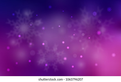 Dark Purple vector background with xmas snowflakes. Blurred decorative design in xmas style with snow. The template can be used as a new year background.