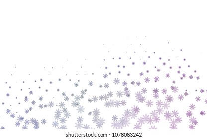 Dark Purple vector background with xmas snowflakes. Snow on blurred abstract background with gradient. New year design for your ad, poster, banner.