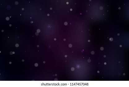 Dark Purple vector background with xmas snowflakes. Modern geometrical abstract illustration with crystals of ice. The pattern can be used for year new  websites.