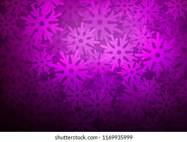 Dark Purple vector background with xmas snowflakes. Glitter abstract illustration with crystals of ice. New year design for your ad, poster, banner.