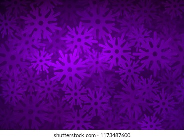 Dark Purple vector background with xmas snowflakes. Modern geometrical abstract illustration with crystals of ice. New year design for your business advert.