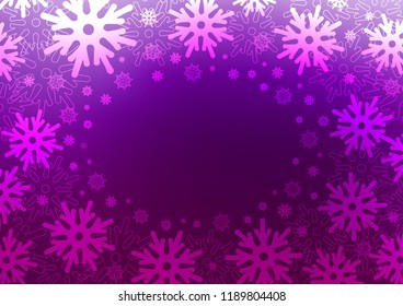 Dark Purple vector background with xmas snowflakes. Blurred decorative design in xmas style with snow. The pattern can be used for new year ad, booklets.