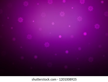 Dark Purple vector background with xmas snowflakes. Decorative shining illustration with snow on abstract template. The pattern can be used for new year leaflets.