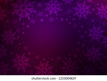 Dark Purple vector background with xmas snowflakes. Blurred decorative design in xmas style with snow. The pattern can be used for new year ad, booklets.