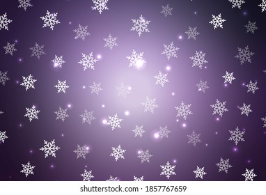 Dark Purple vector background in Xmas style. Simple gradient illustration with Christmas attributes. Template for lettering, typography.