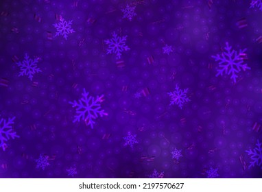 Dark Purple vector background in Xmas style. Shining illustration with Christmas balls, stars. Best design for a college poster, banner.