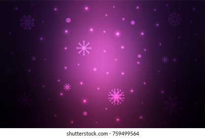 Dark Purple vector background with xmas snowflakes. Snow on blurred abstract background with gradient. The pattern can be used for year new  websites.