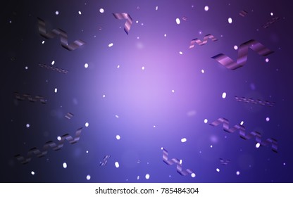 Dark Purple vector background with xmas confetti. Decorative shining illustration with ribbons on abstract template. The pattern can be used for birthday gifts, congratulations.