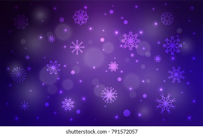 Dark Purple vector background with xmas snowflakes. Glitter abstract illustration with crystals of ice. The pattern can be used for year new  websites.