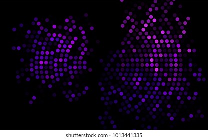 Dark Purple vector banner with circles, spheres. Abstract spots. Background of Art bubbles in halftone style with colored gradient.