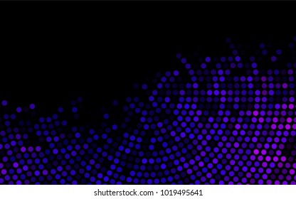 Dark Purple vector banner with circles, spheres. Abstract spots. Background of Art bubbles in halftone style with colored gradient.