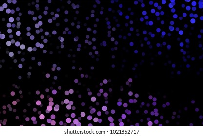Dark Purple vector banner with circles, spheres. Abstract spots. Background of Art bubbles in halftone style with colored gradient.