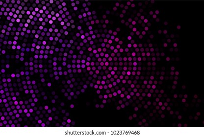 Dark Purple vector banner with circles, spheres. Abstract spots. Background of Art bubbles in halftone style with colored gradient.