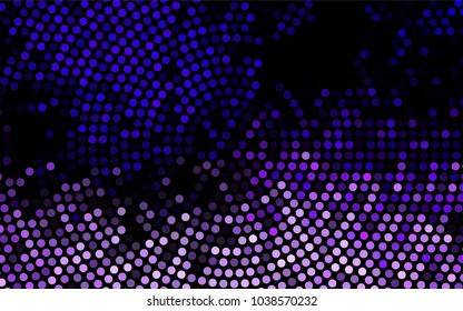 Dark Purple vector banner with circles, spheres. Abstract spots. Background of Art bubbles in halftone style with colored gradient.